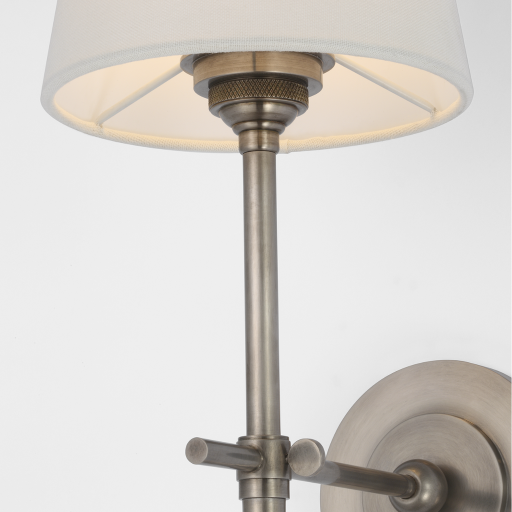 Bryant 27" Cordless Tail Sconce | Antique Nickel | Linen Shade