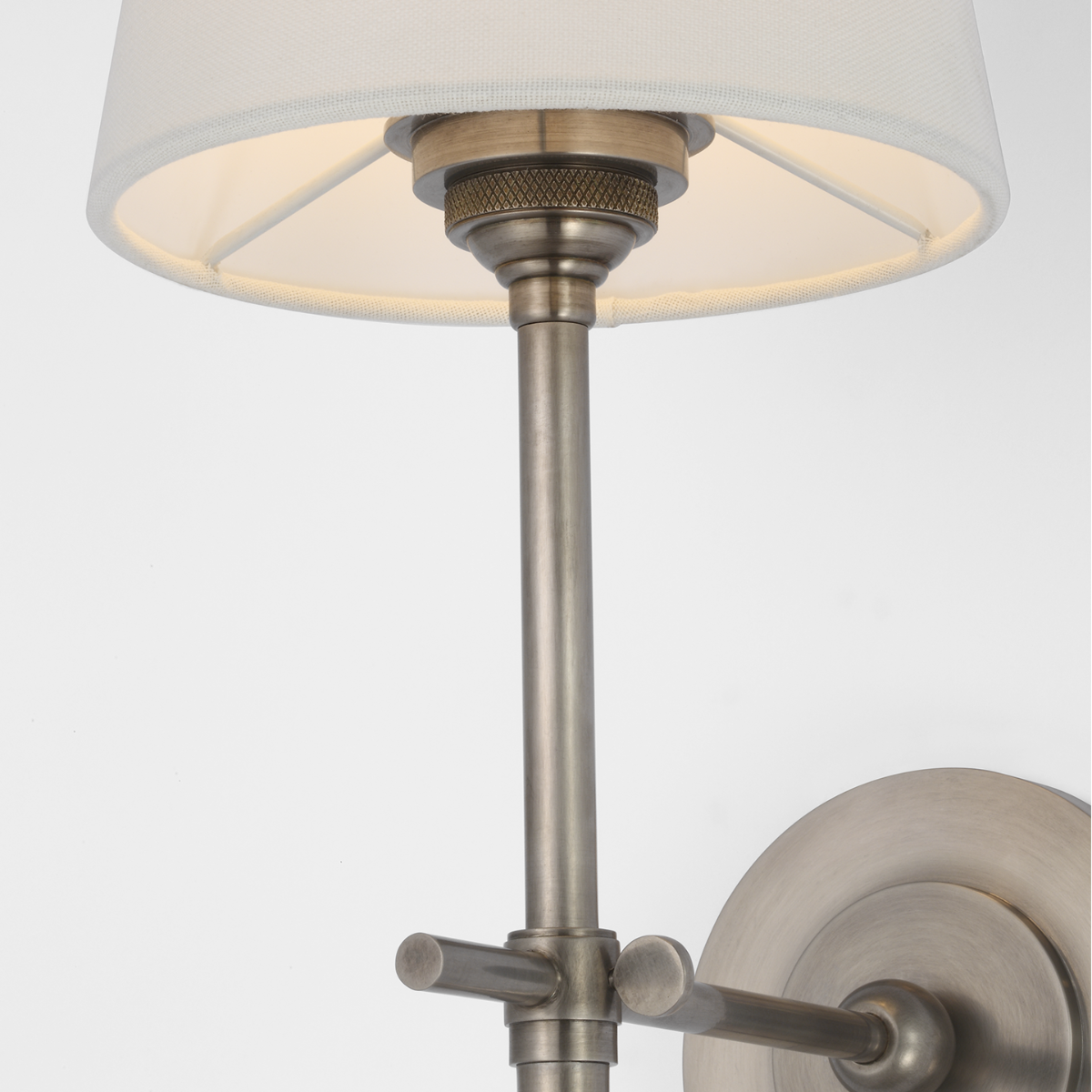Bryant 27" Cordless Tail Sconce | Antique Nickel | Linen Shade