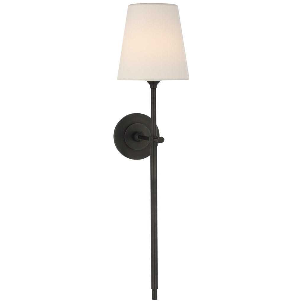 Bryant 27" Cordless Tail Sconce | Bronze | Linen Shade