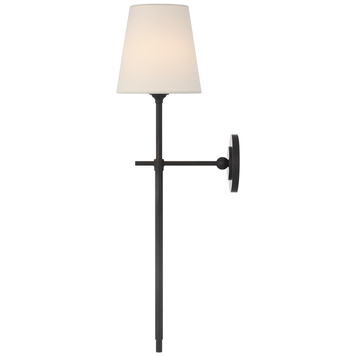 Bryant 27" Cordless Tail Sconce | Bronze | Linen Shade