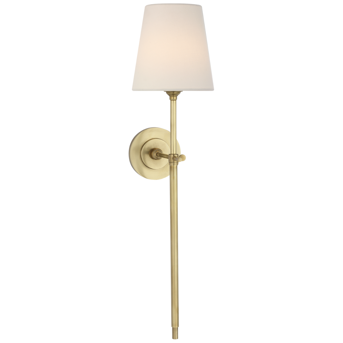 Bryant 27" Cordless Tail Sconce | Hand-Rubbed Antique Brass | Linen Shade