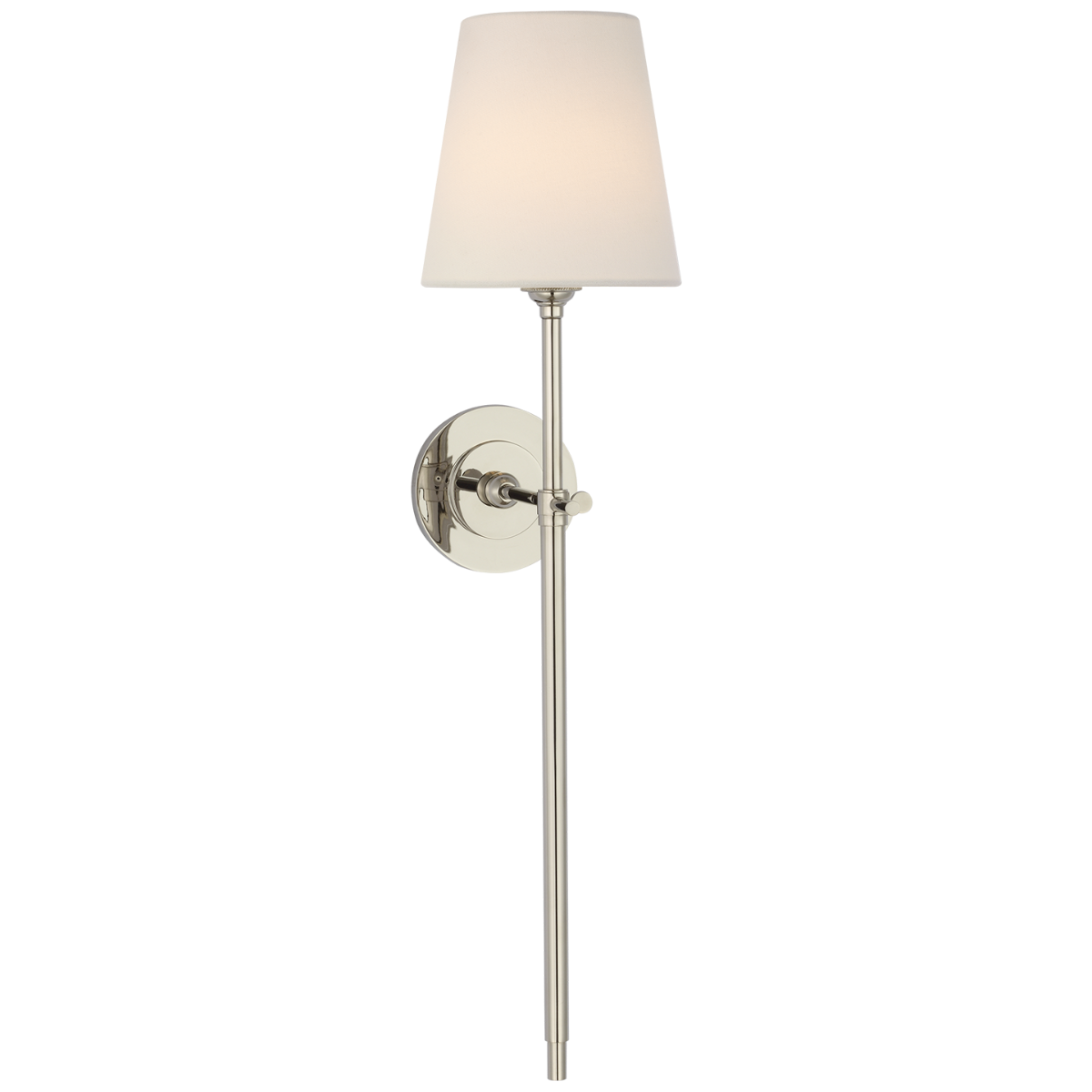 Bryant 27" Cordless Tail Sconce | Polished Nickel | Linen Shade