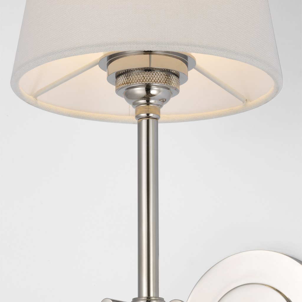 Bryant 27" Cordless Tail Sconce | Polished Nickel | Linen Shade