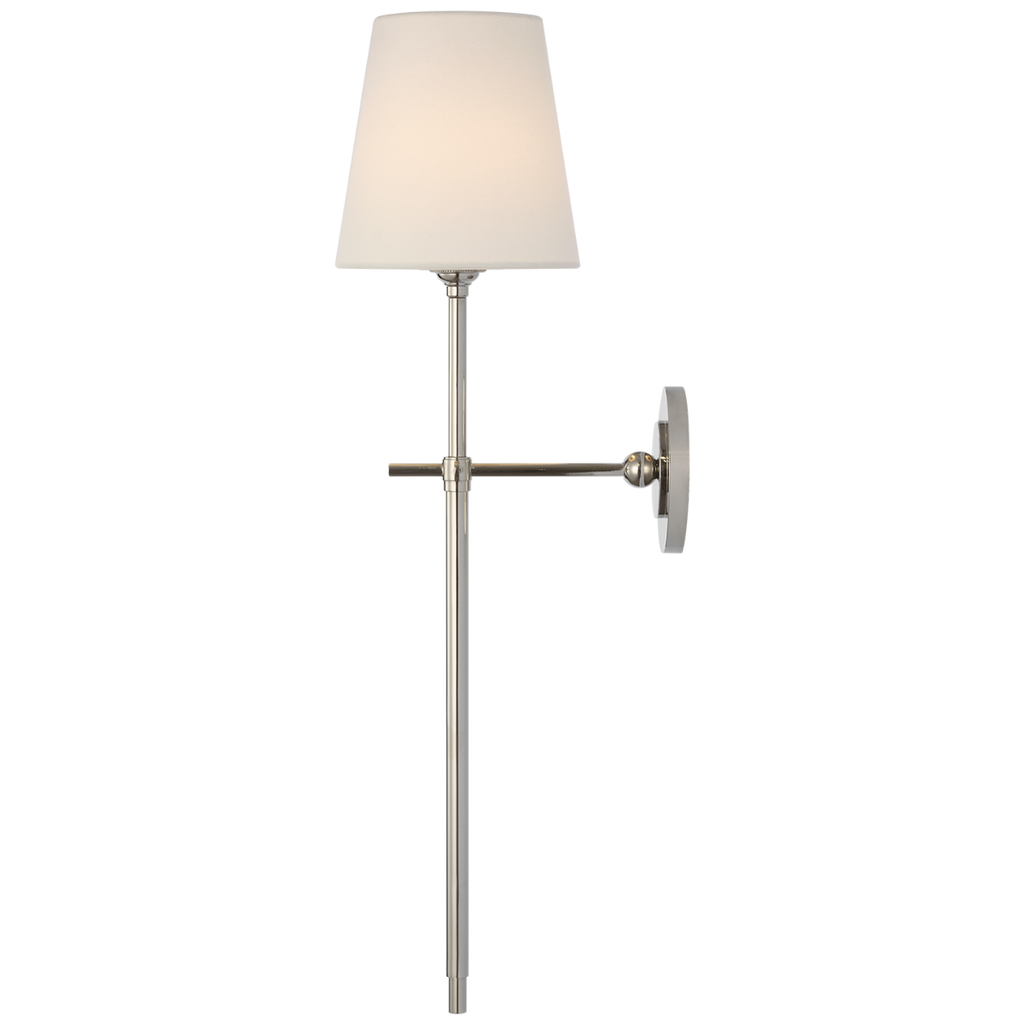 Bryant 27" Cordless Tail Sconce | Polished Nickel | Linen Shade