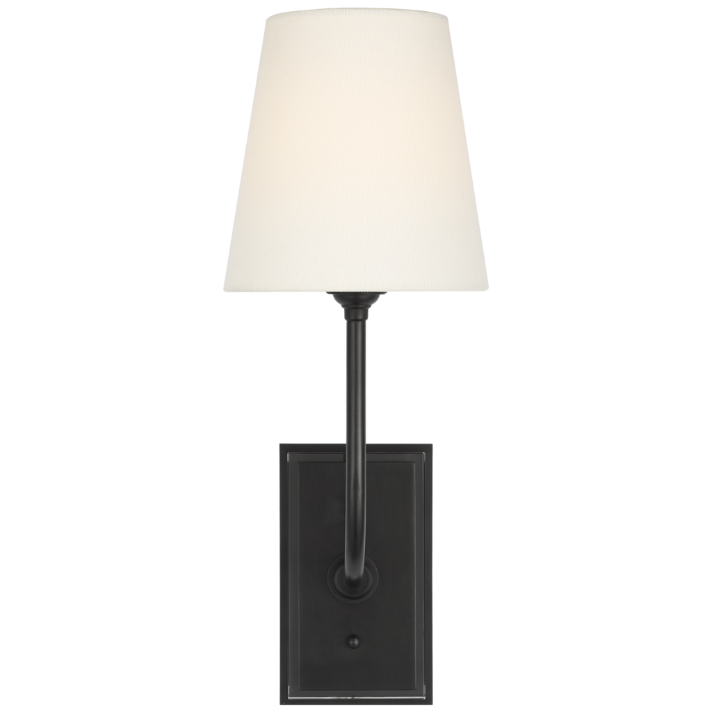 Hulton 17" Cordless Single Sconce | Bronze | Linen Shade