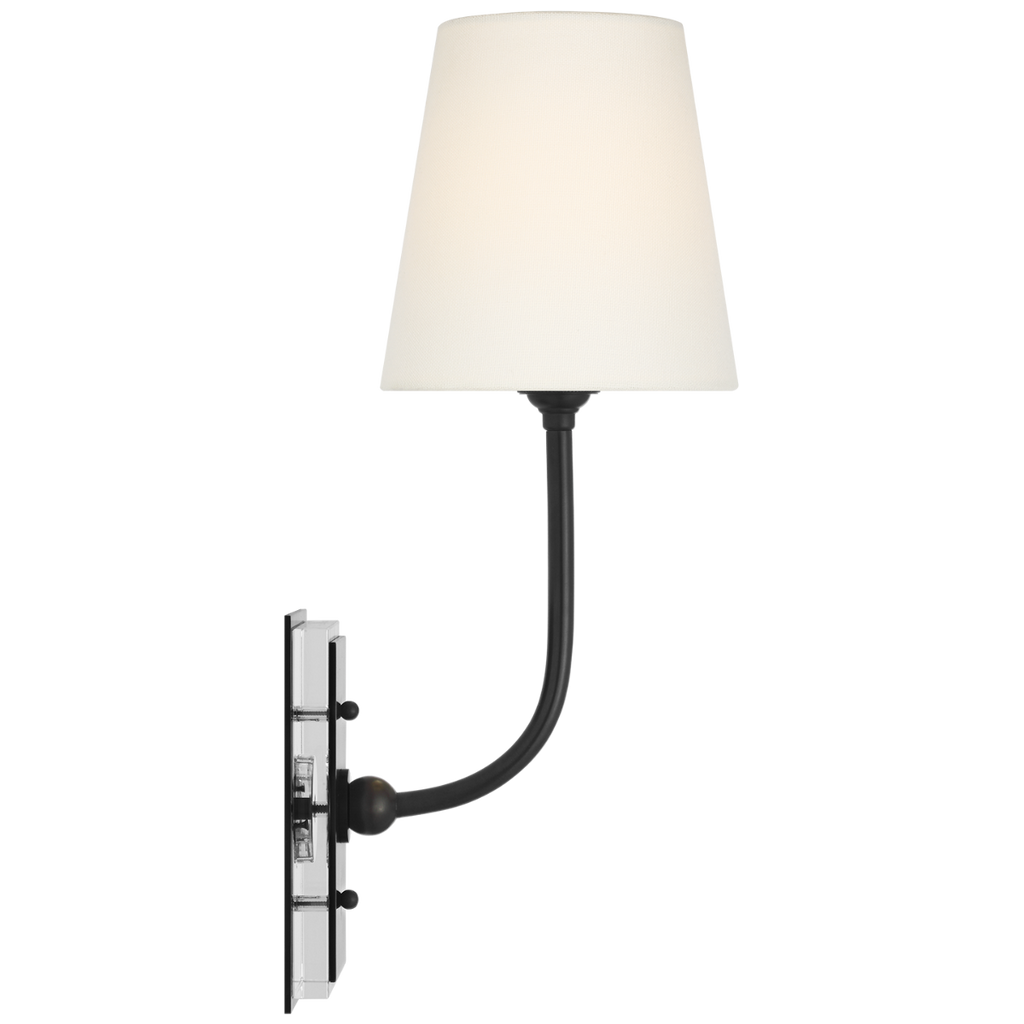 Hulton 17" Cordless Single Sconce | Bronze | Linen Shade