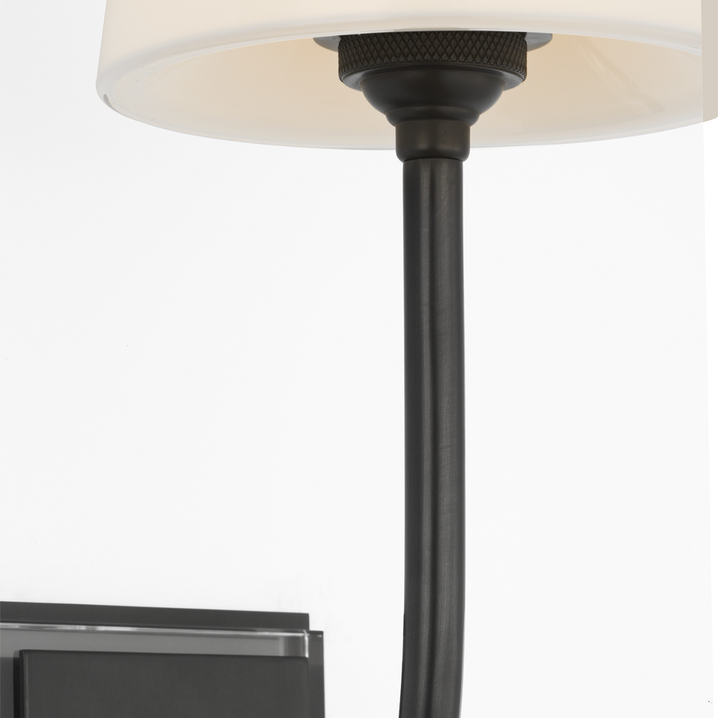 Hulton 17" Cordless Single Sconce | Bronze | White Glass Shade