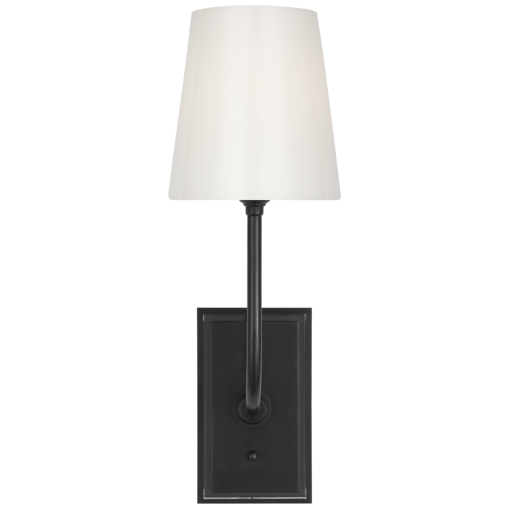 Hulton 17" Cordless Single Sconce | Bronze | White Glass Shade
