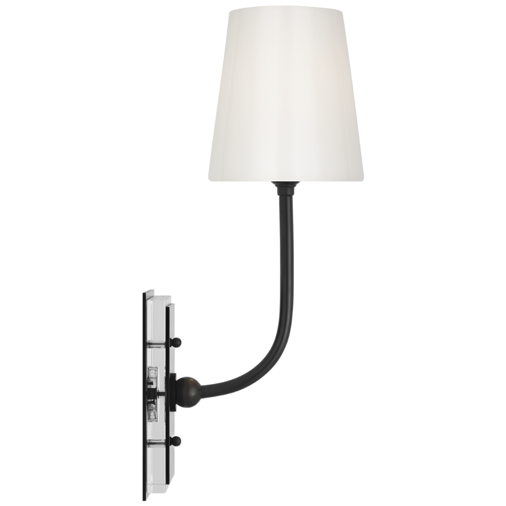 Hulton 17" Cordless Single Sconce | Bronze | White Glass Shade