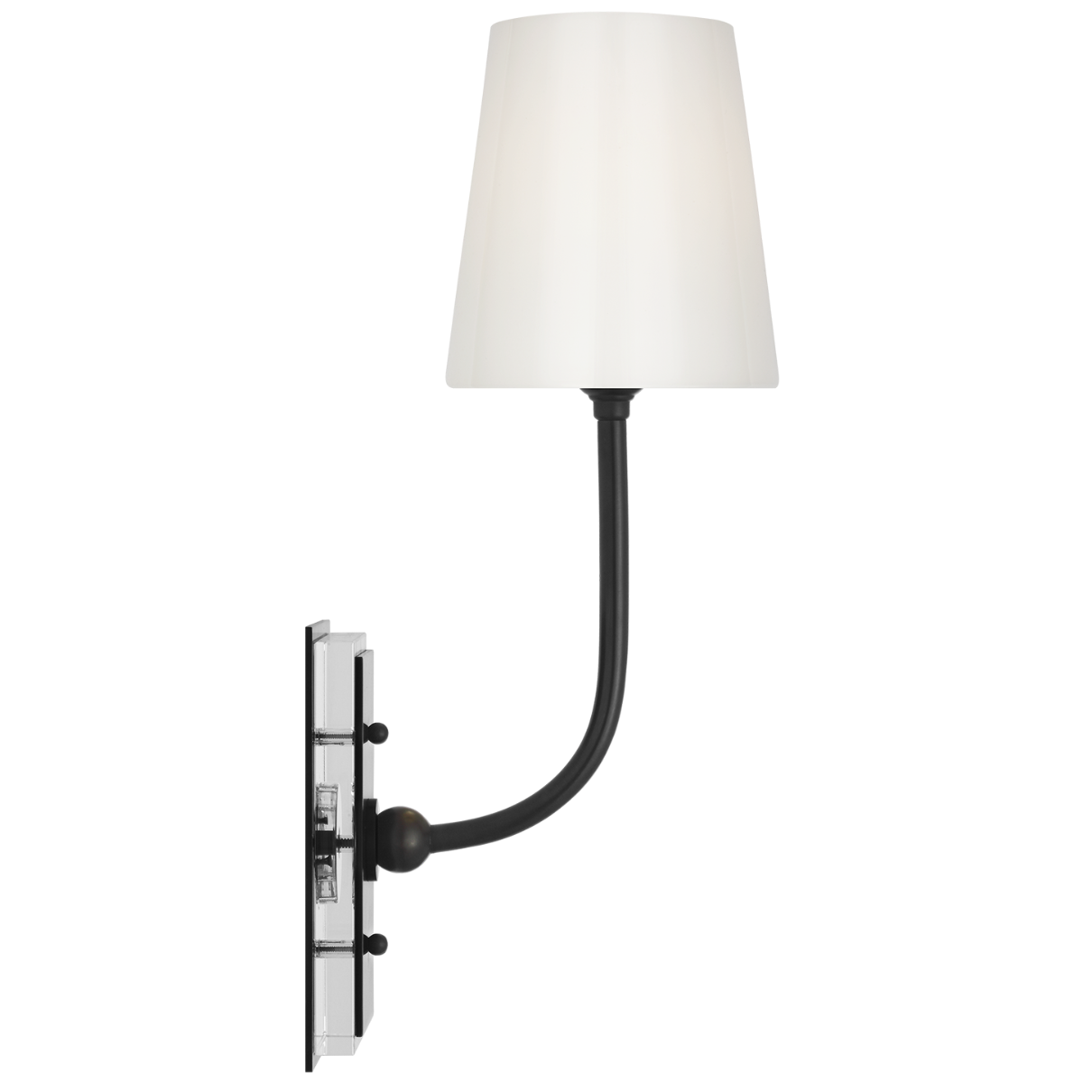 Hulton 17" Cordless Single Sconce | Bronze | White Glass Shade