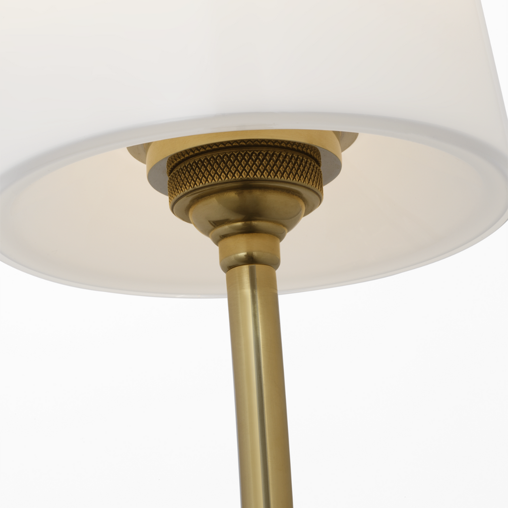 Hulton 17" Cordless Single Sconce | Hand-Rubbed Antique Brass | White Glass Shade