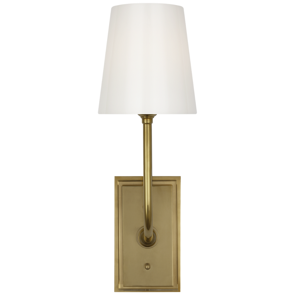Hulton 17" Cordless Single Sconce | Hand-Rubbed Antique Brass | White Glass Shade
