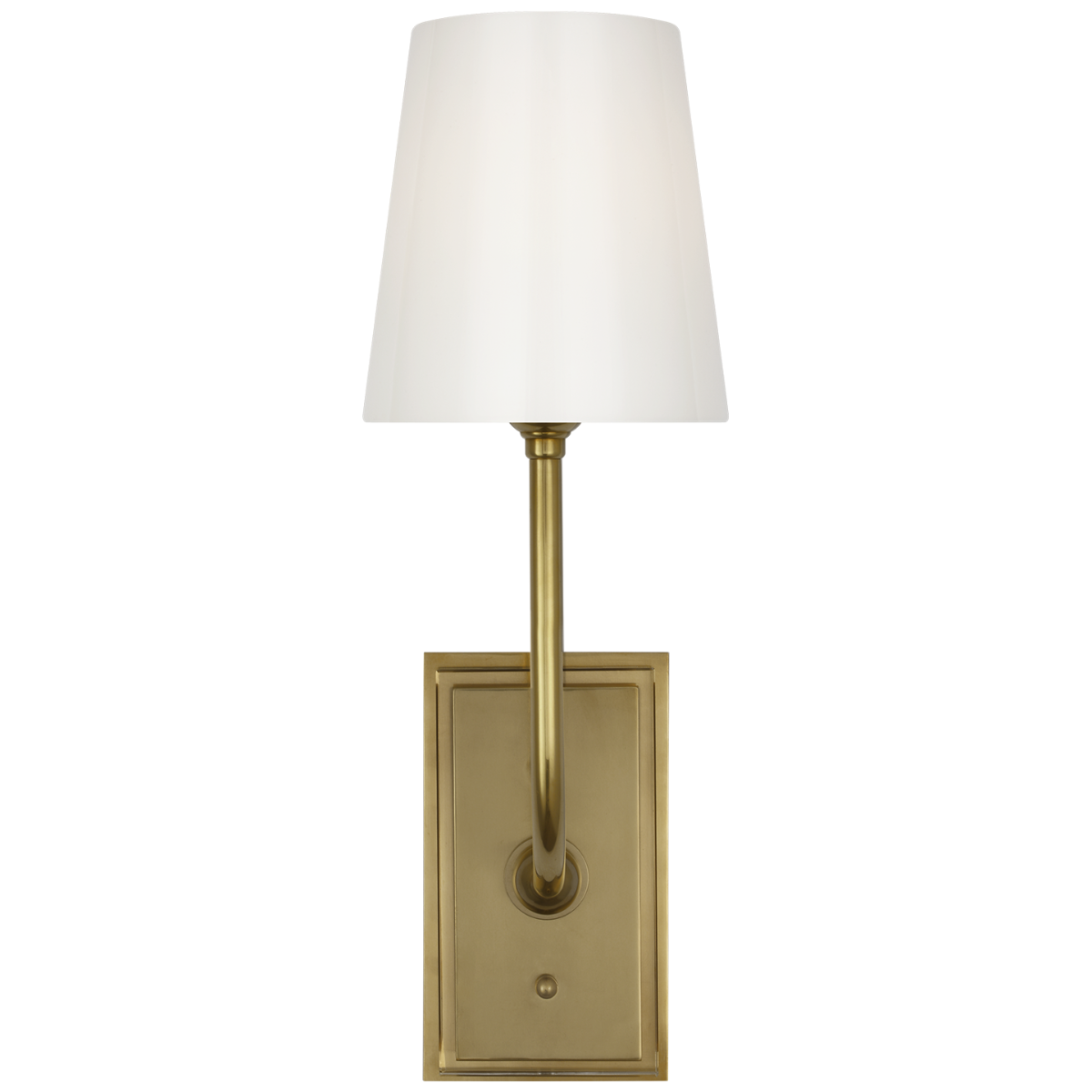 Hulton 17" Cordless Single Sconce | Hand-Rubbed Antique Brass | White Glass Shade