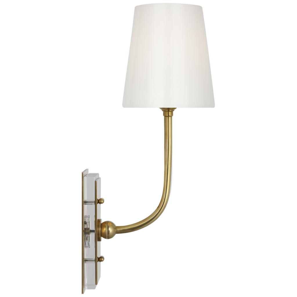 Hulton 17" Cordless Single Sconce | Hand-Rubbed Antique Brass | White Glass Shade