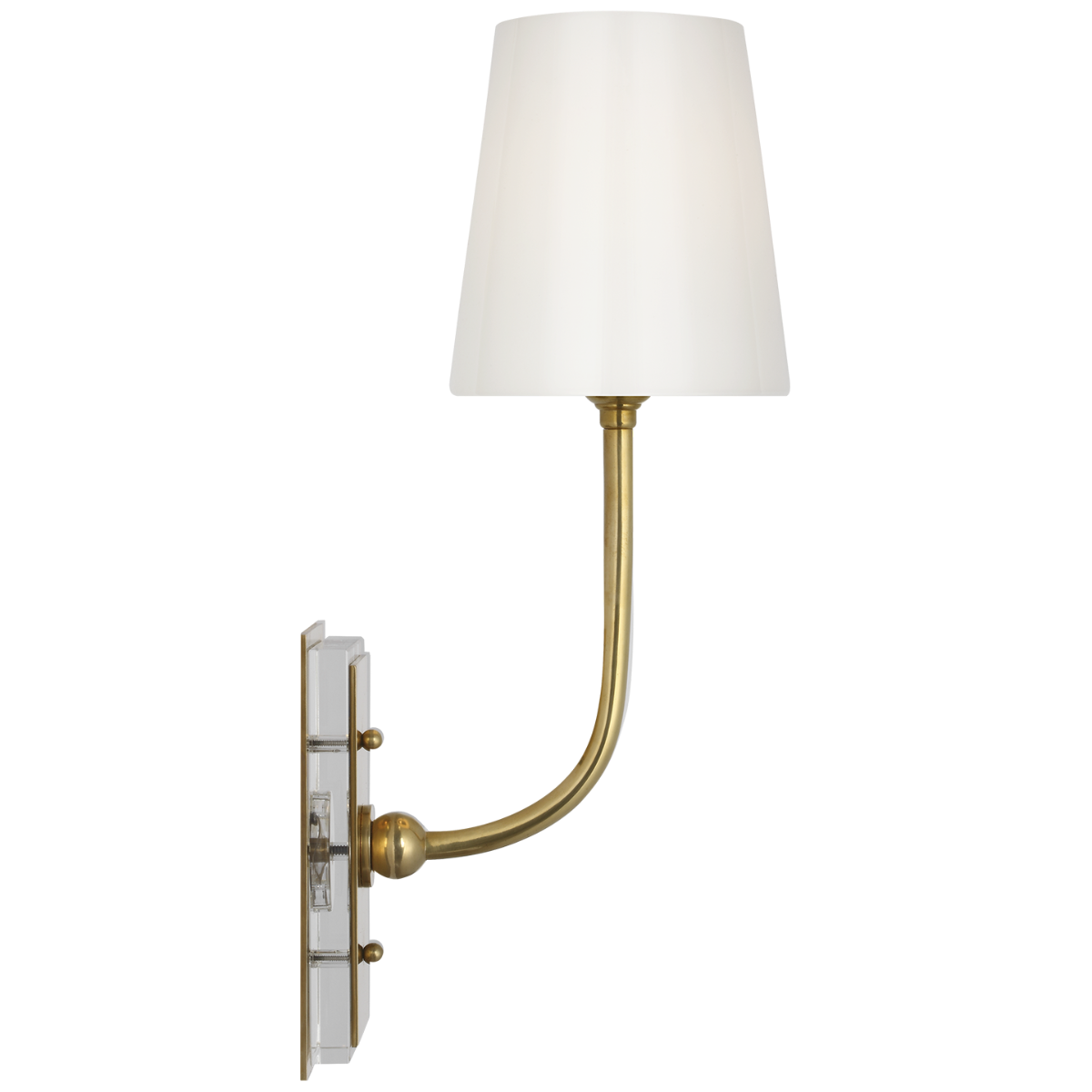 Hulton 17" Cordless Single Sconce | Hand-Rubbed Antique Brass | White Glass Shade