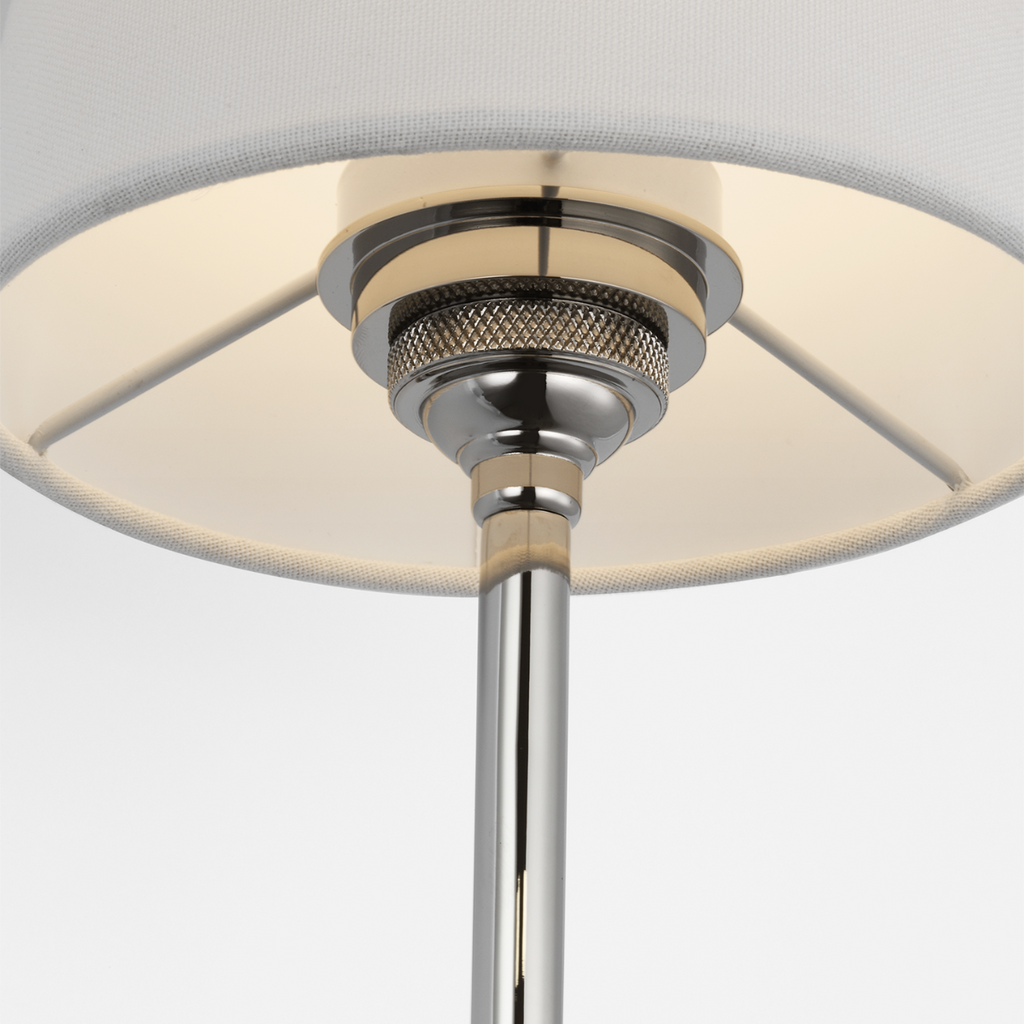 Hulton 17" Cordless Single Sconce | Polished Nickel | Linen Shade