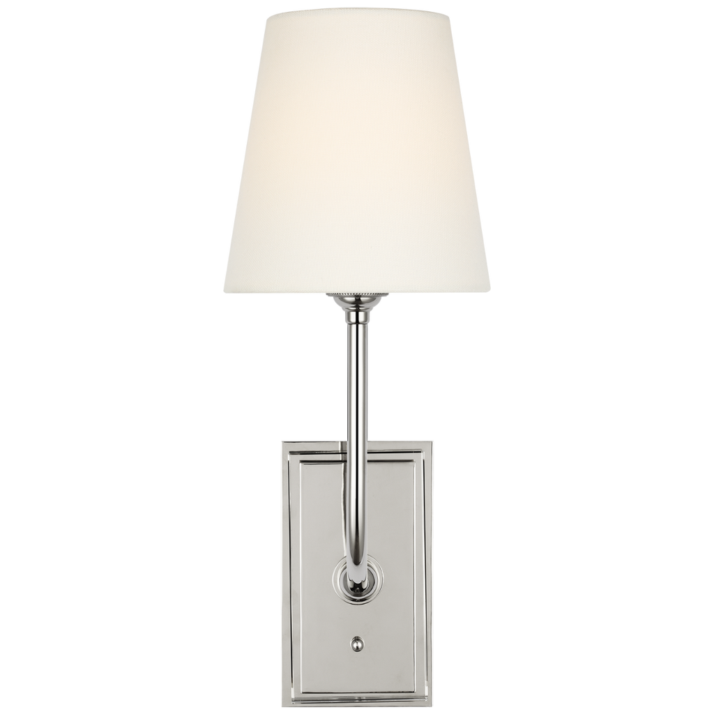 Hulton 17" Cordless Single Sconce | Polished Nickel | Linen Shade