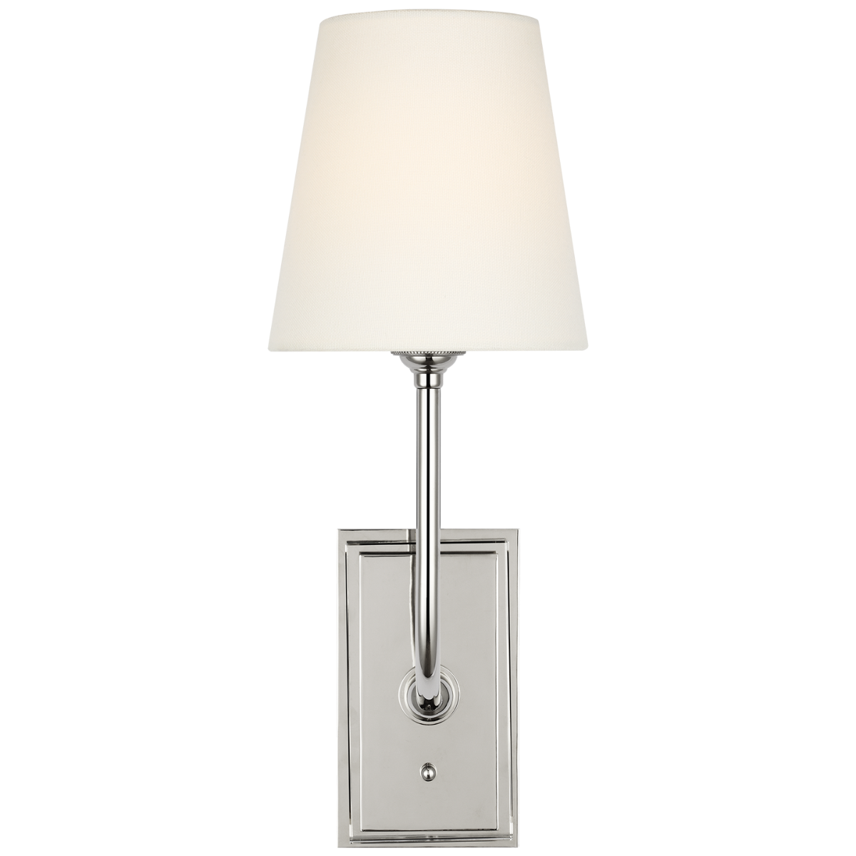 Hulton 17" Cordless Single Sconce | Polished Nickel | Linen Shade