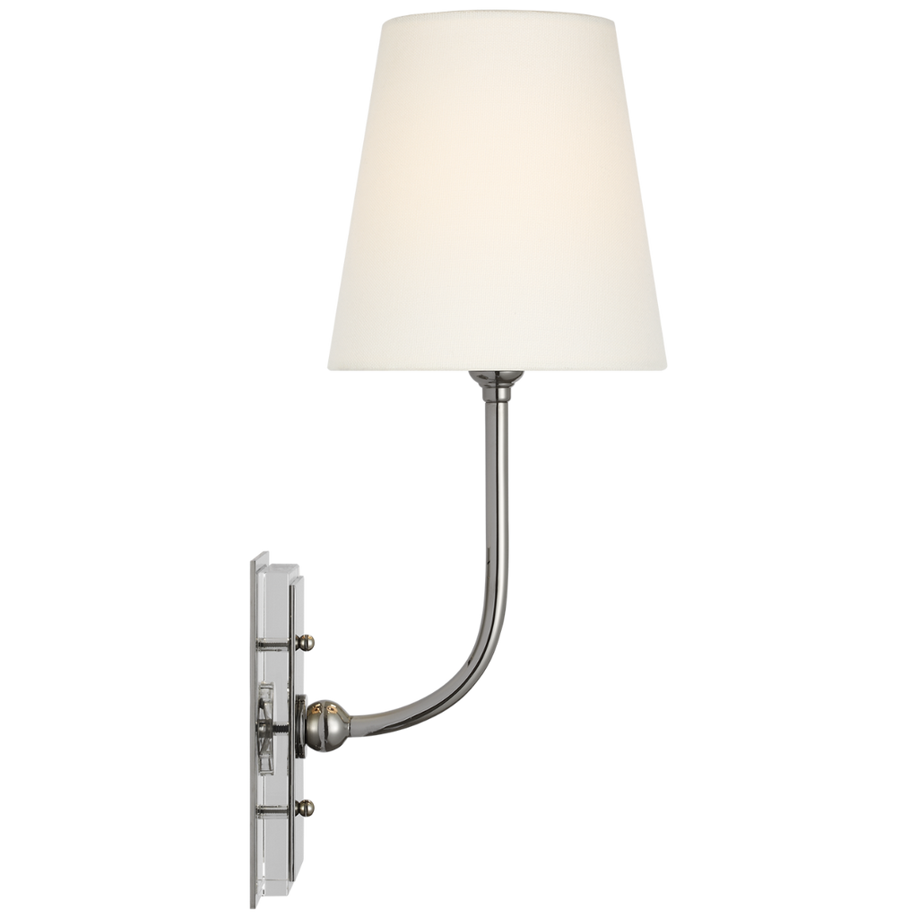 Hulton 17" Cordless Single Sconce | Polished Nickel | Linen Shade