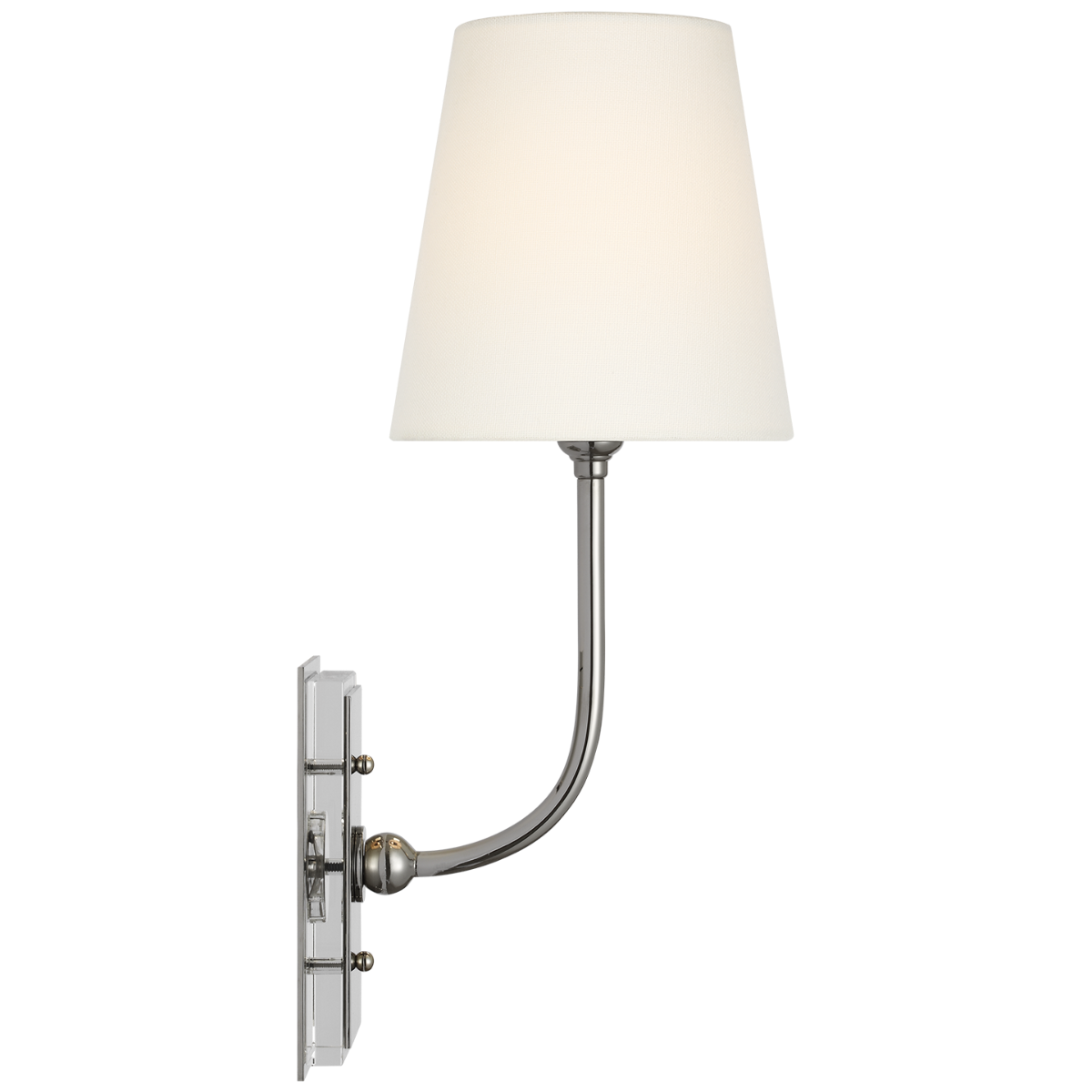 Hulton 17" Cordless Single Sconce | Polished Nickel | Linen Shade