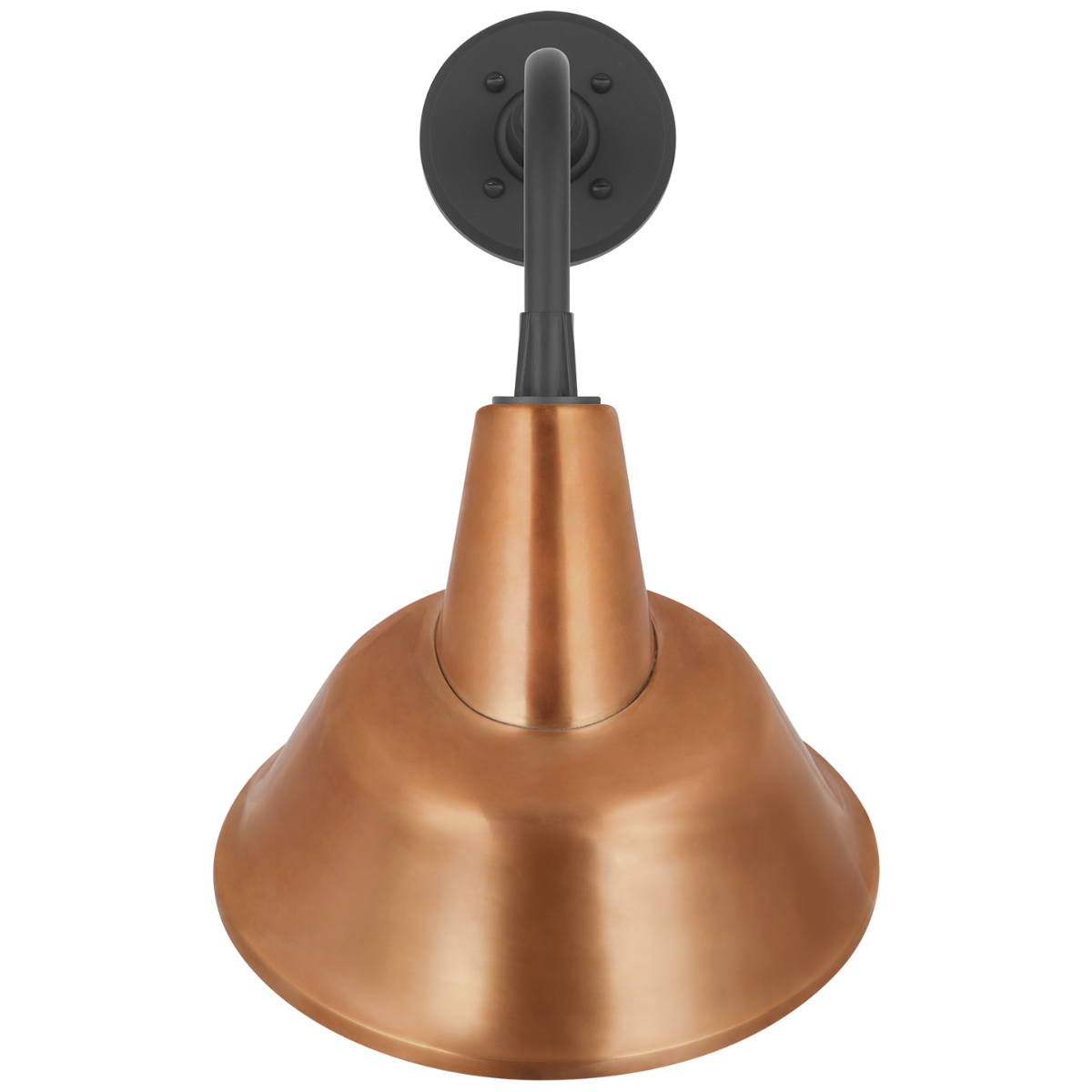 Academy 11" Rex Barn Light | Matte Black | 12.5 | 12.5" Soft Copper Tilted Bowers Shade
