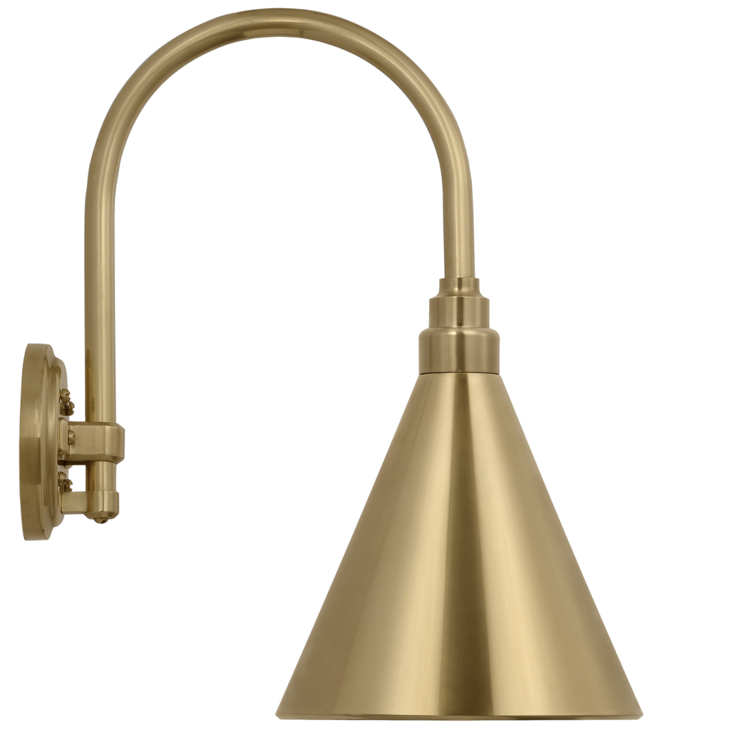 Academy 11" Arched Mack Barn Light | Hand-Rubbed Antique Brass | 9 | 9" Hand-Rubbed Antique Brass Conical Savannah Shade