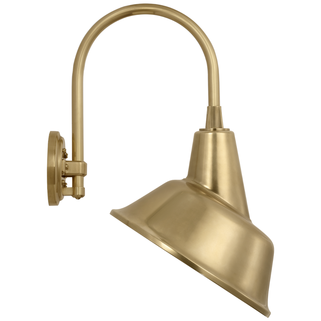 Academy 11" Arched Mack Barn Light | Hand-Rubbed Antique Brass | 12.5 | 12.5" Hand-Rubbed Antique Brass Tilted Bowers Shade