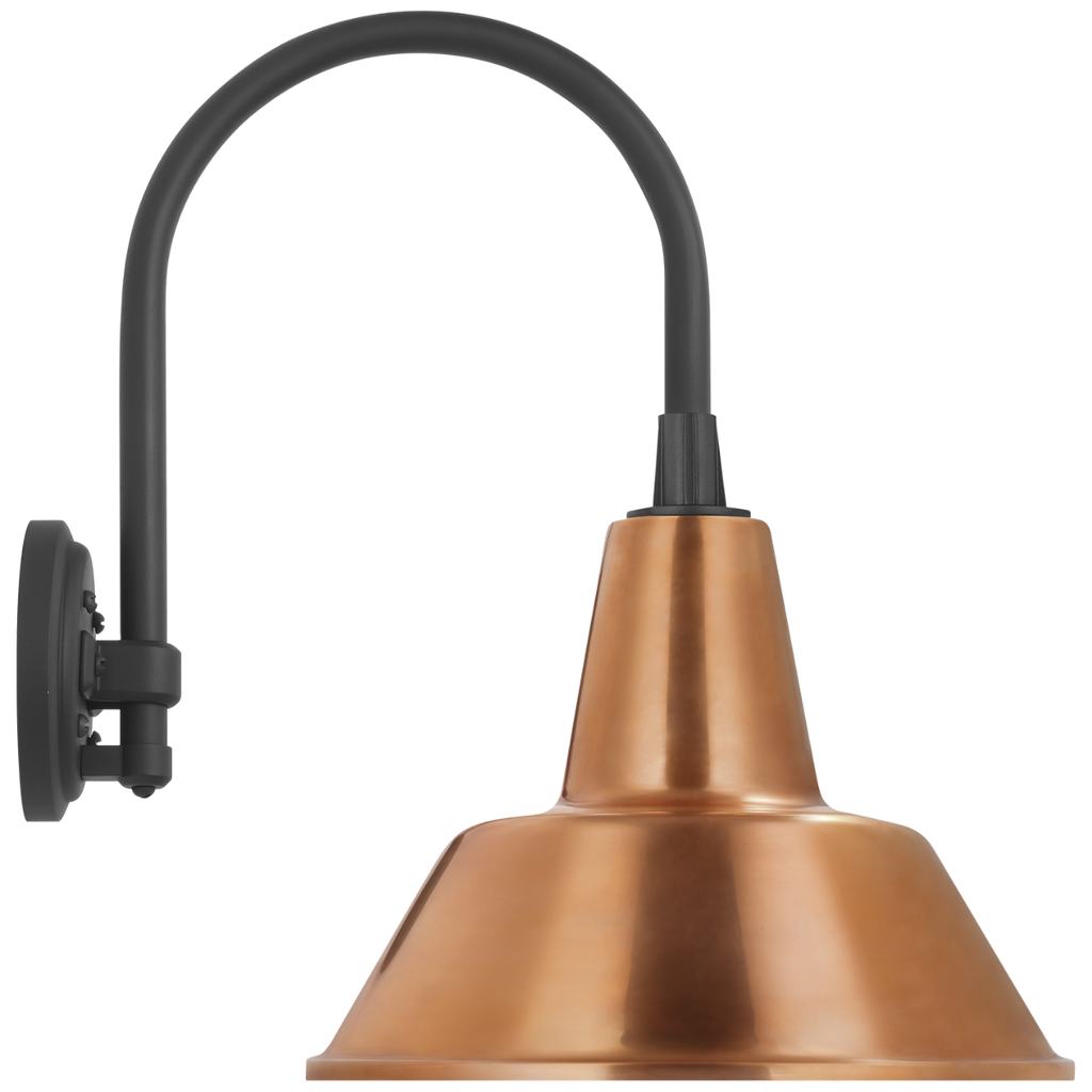 Academy 11" Arched Mack Barn Light | Matte Black | 12.5 | 12.5" Soft Copper Bowers Shade