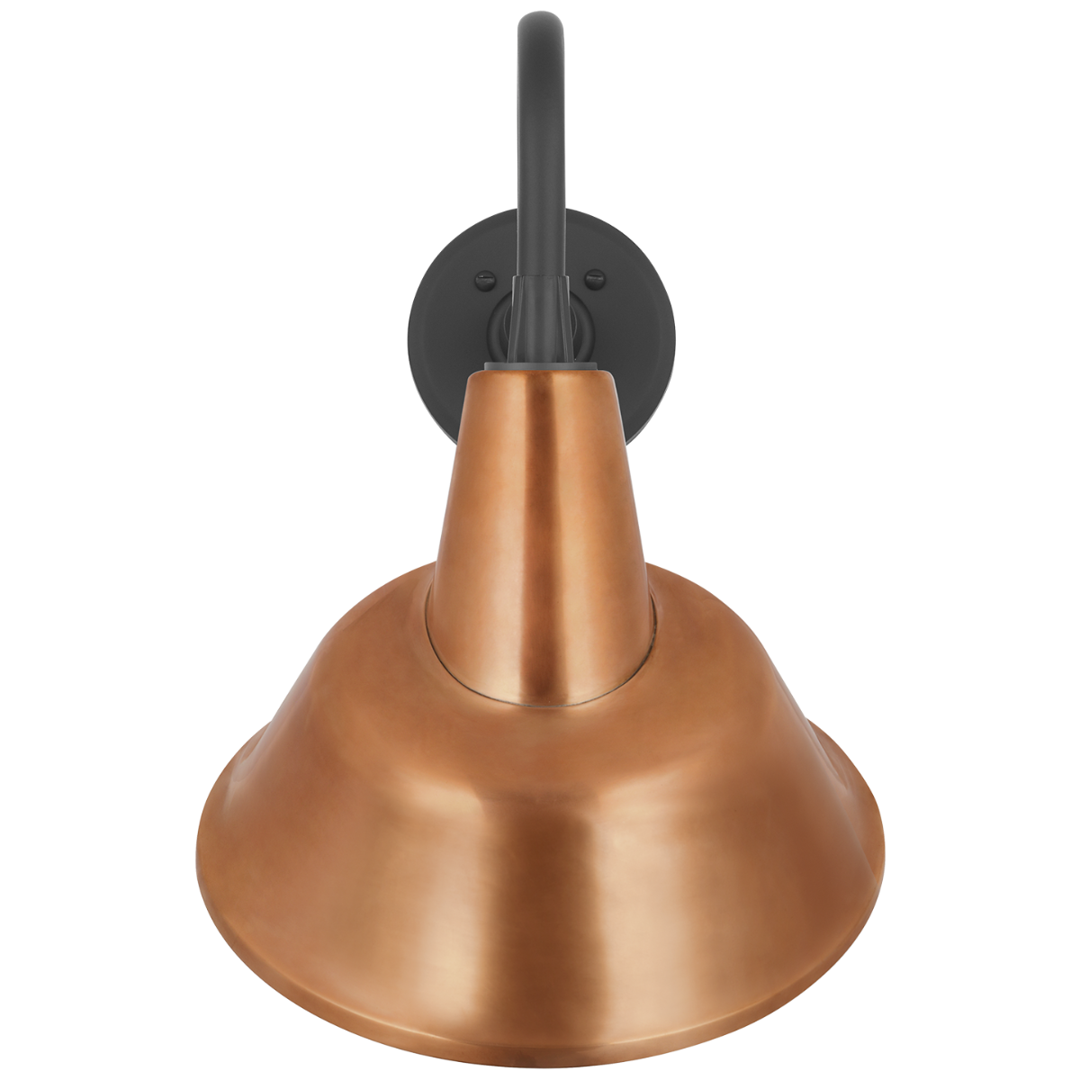 Academy 11" Flynn Barn Light | Matte Black | 12.5 | 12.5" Soft Copper Tilted Bowers Shade