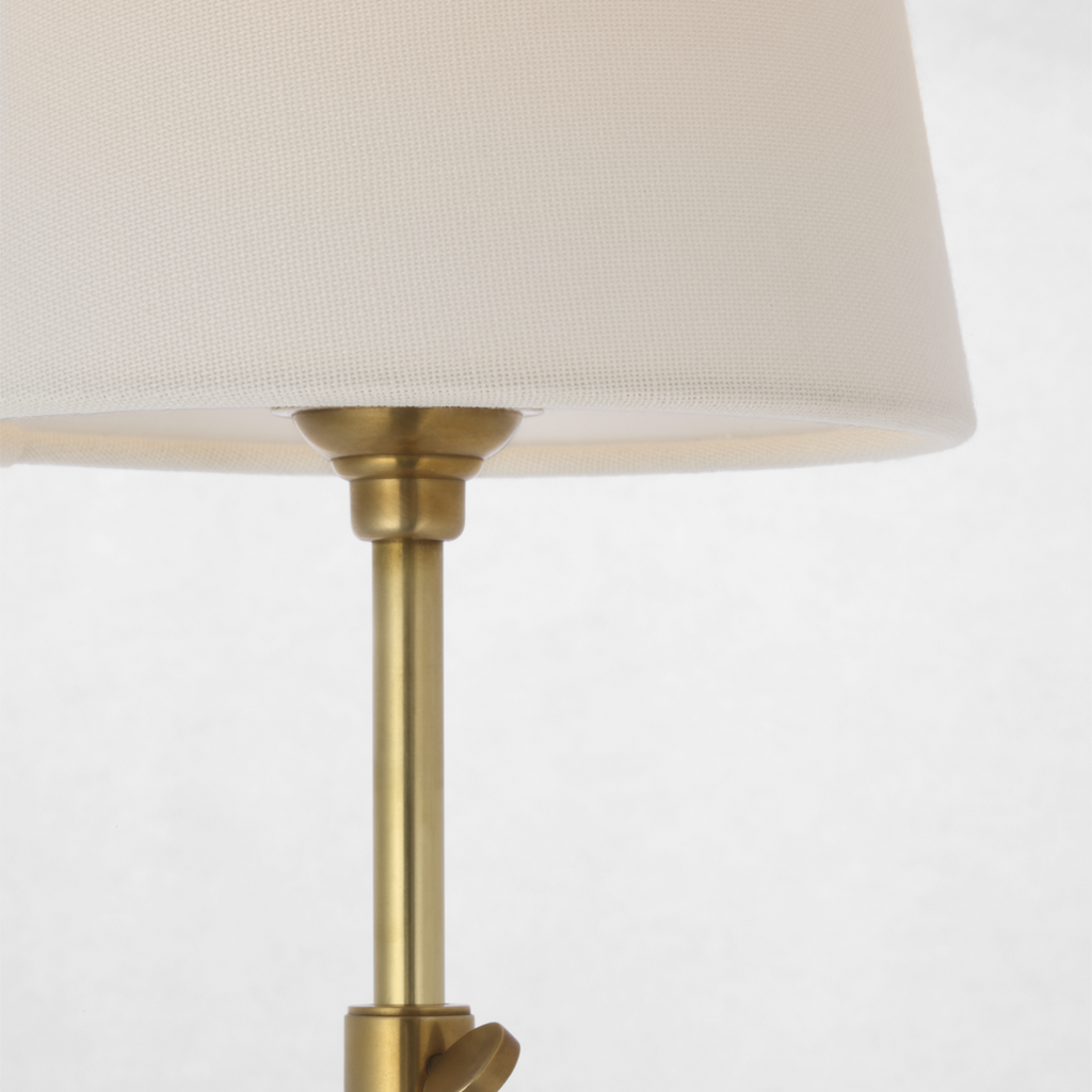Bryant 27" Adjustable Cordless Table Lamp | Hand-Rubbed Antique Brass | Linen Shade