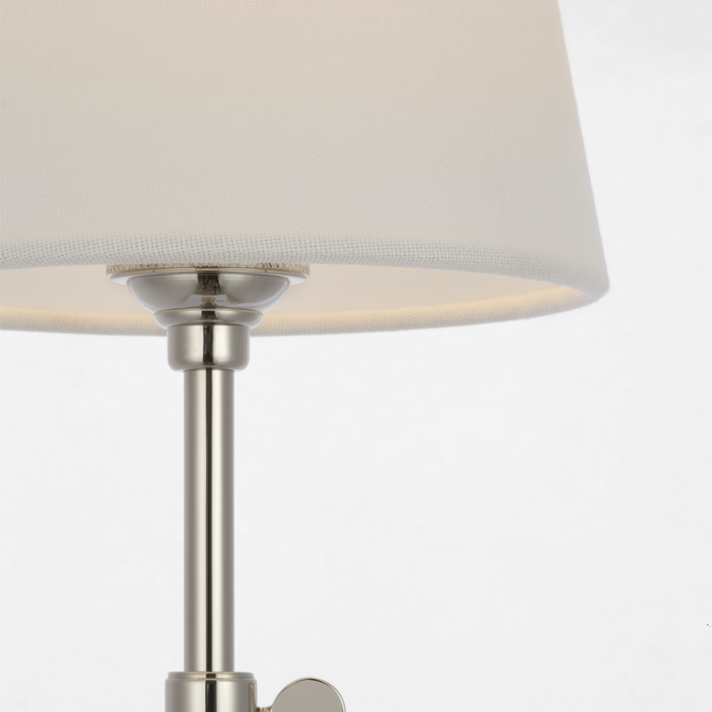 Bryant 27" Adjustable Cordless Table Lamp | Polished Nickel | Linen Shade