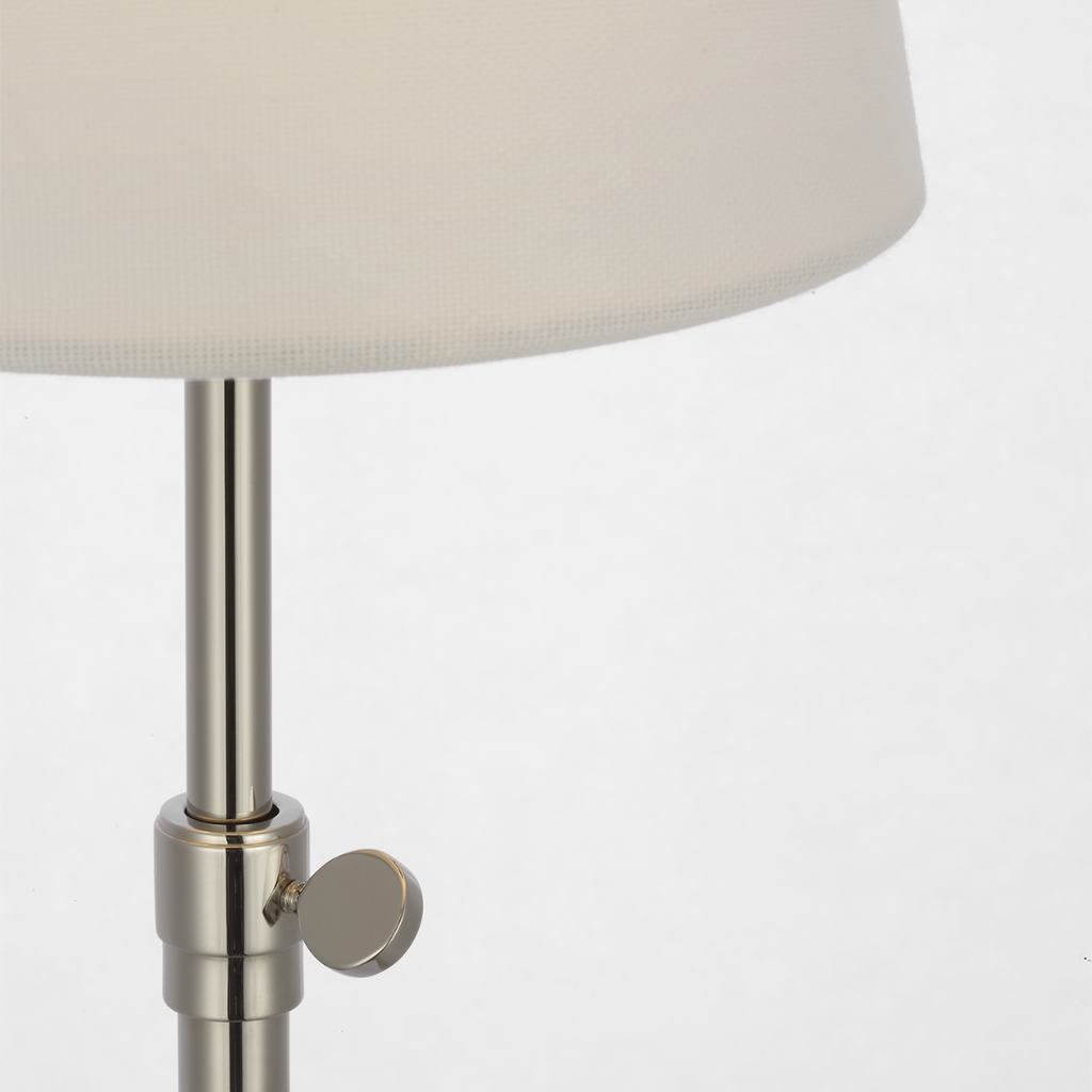 Bryant 27" Adjustable Cordless Table Lamp | Polished Nickel | Linen Shade
