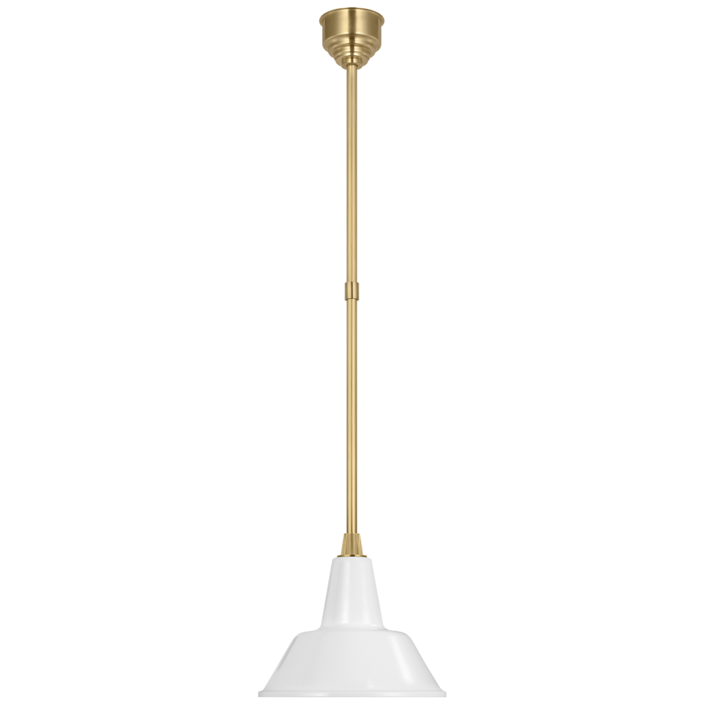 Academy Pendant | Hand-Rubbed Antique Brass | 12.5" White Bowers Shade