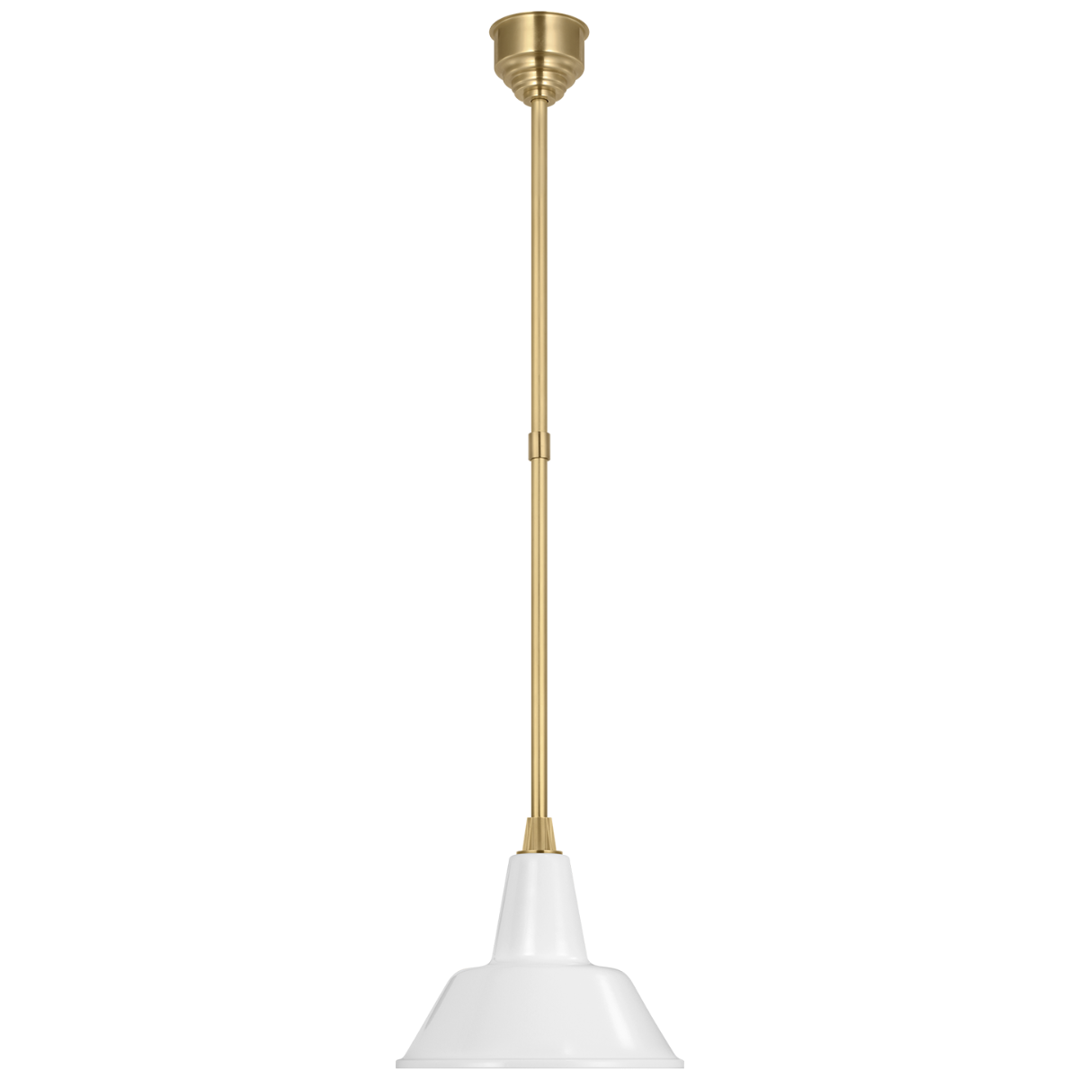 Academy Pendant | Hand-Rubbed Antique Brass | 12.5" White Bowers Shade