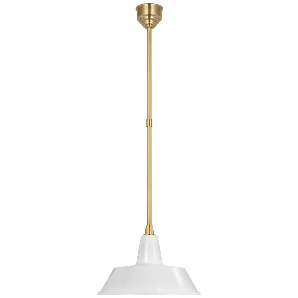 Academy Pendant | Hand-Rubbed Antique Brass | 16" White Bowers Shade