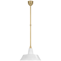 Academy Pendant | Hand-Rubbed Antique Brass | 16" White Bowers Shade