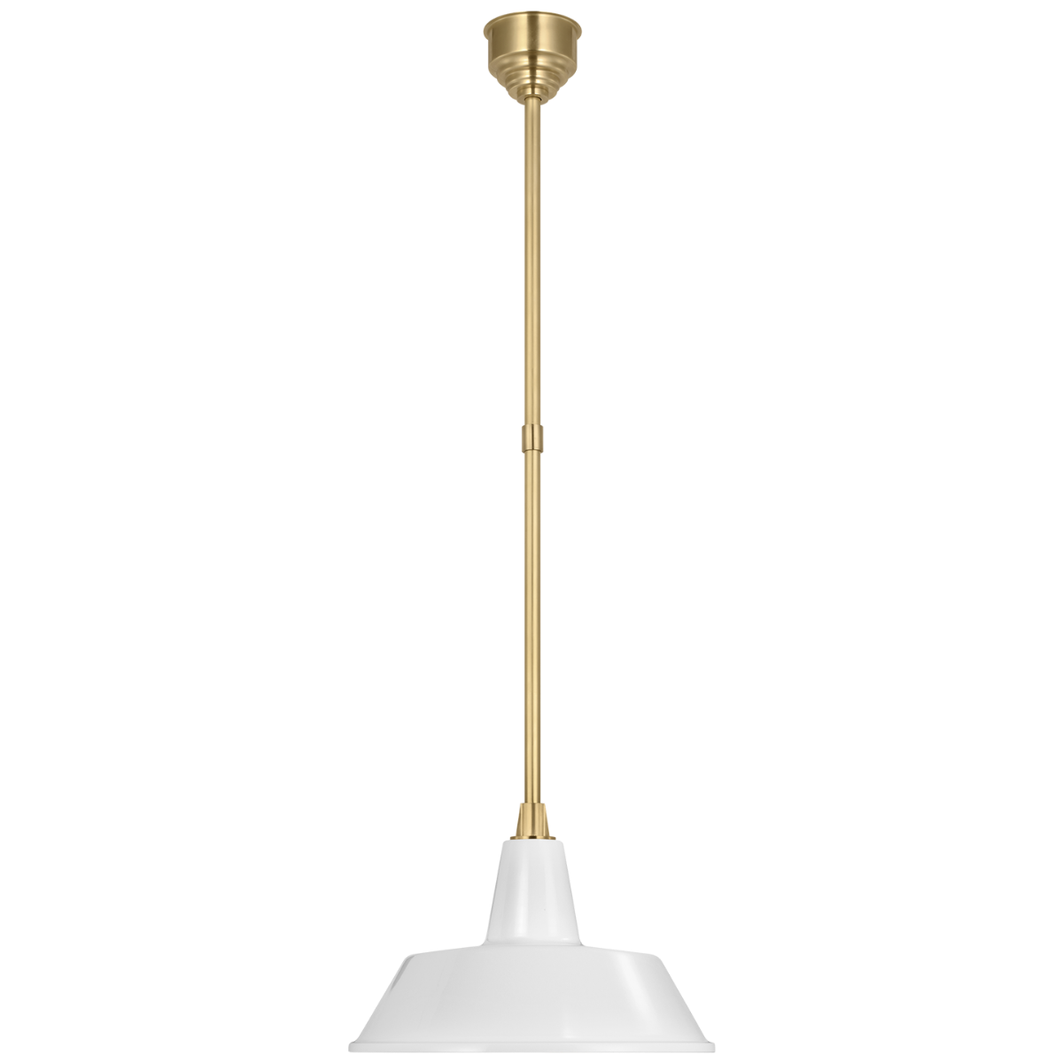Academy Pendant | Hand-Rubbed Antique Brass | 16" White Bowers Shade