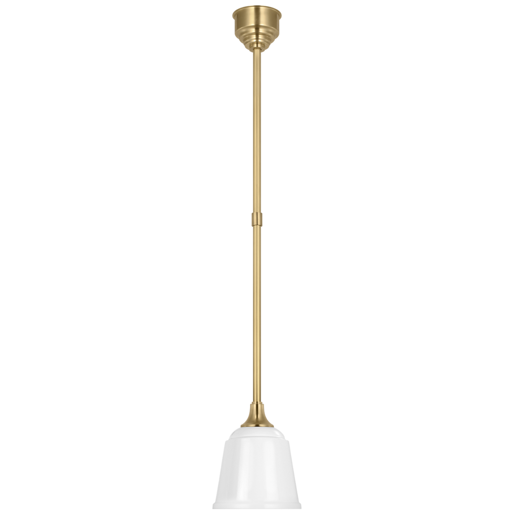 Academy Pendant | Hand-Rubbed Antique Brass | 8" White Rockhouse Shade