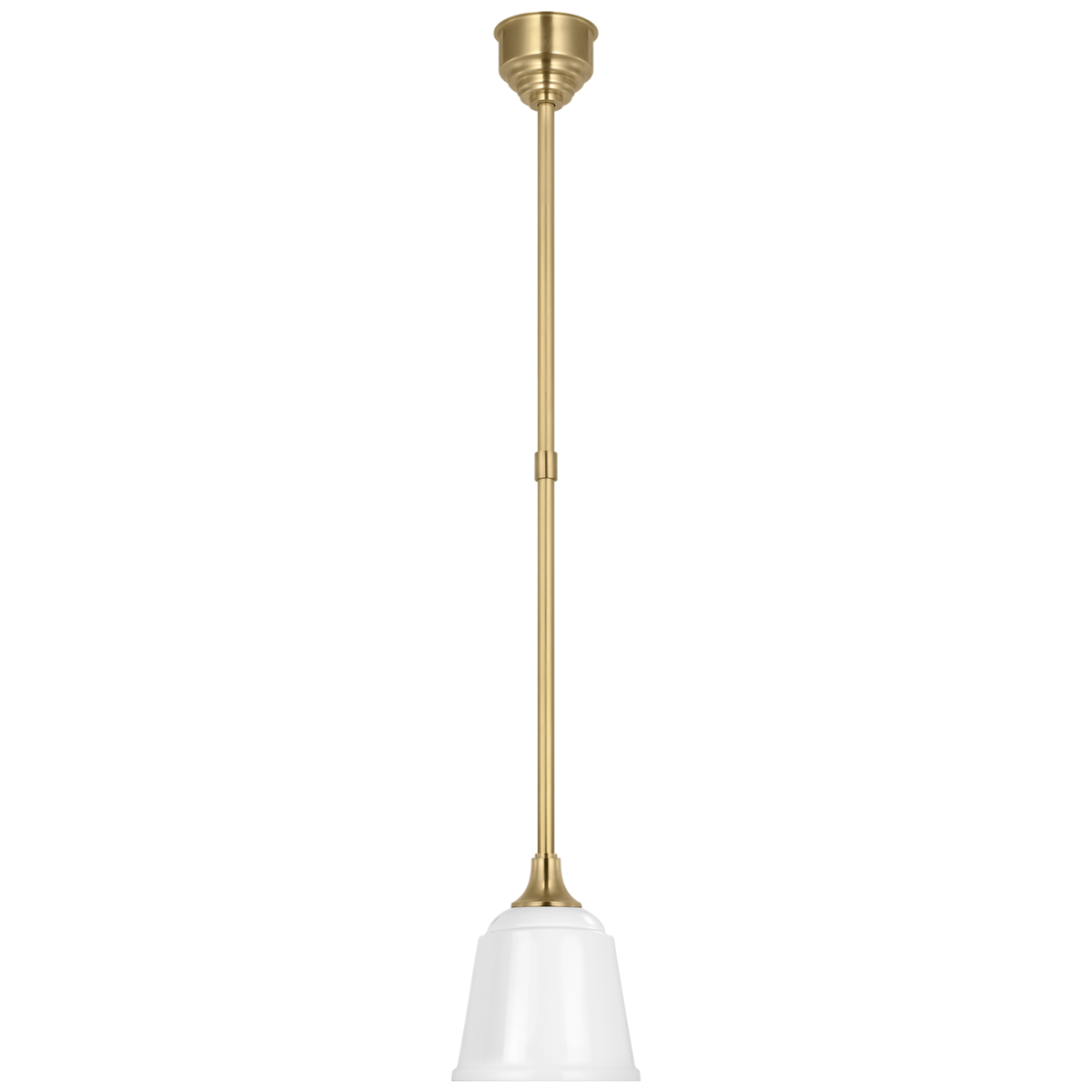 Academy Pendant | Hand-Rubbed Antique Brass | 8" White Rockhouse Shade