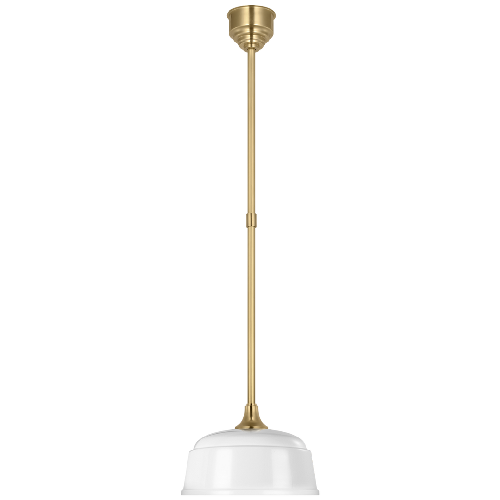 Academy Pendant | Hand-Rubbed Antique Brass | 16" White Rockhouse Shade