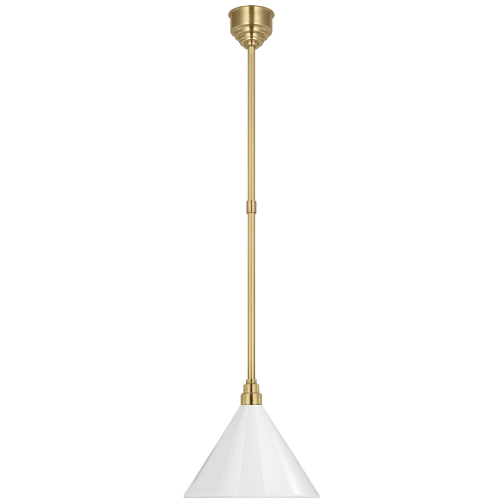 Academy Pendant | Hand-Rubbed Antique Brass | 12.5" White Conical Savannah Shade