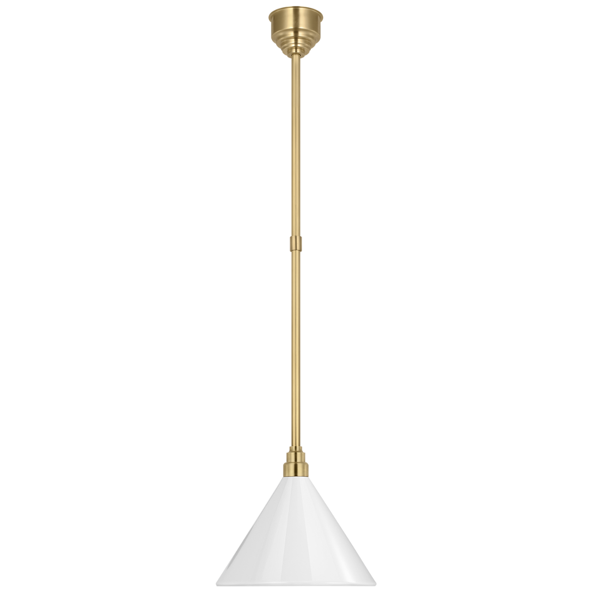 Academy Pendant | Hand-Rubbed Antique Brass | 12.5" White Conical Savannah Shade