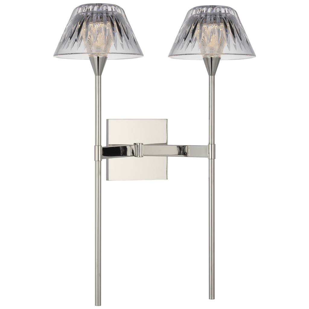 Blaze 19" 2 Light Tail Sconce | Polished Nickel | Clear Crystal