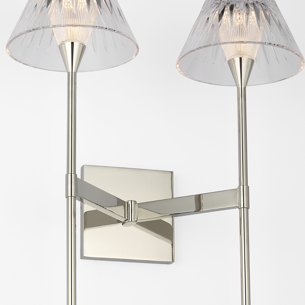 Blaze 19" 2 Light Tail Sconce | Polished Nickel | Clear Crystal