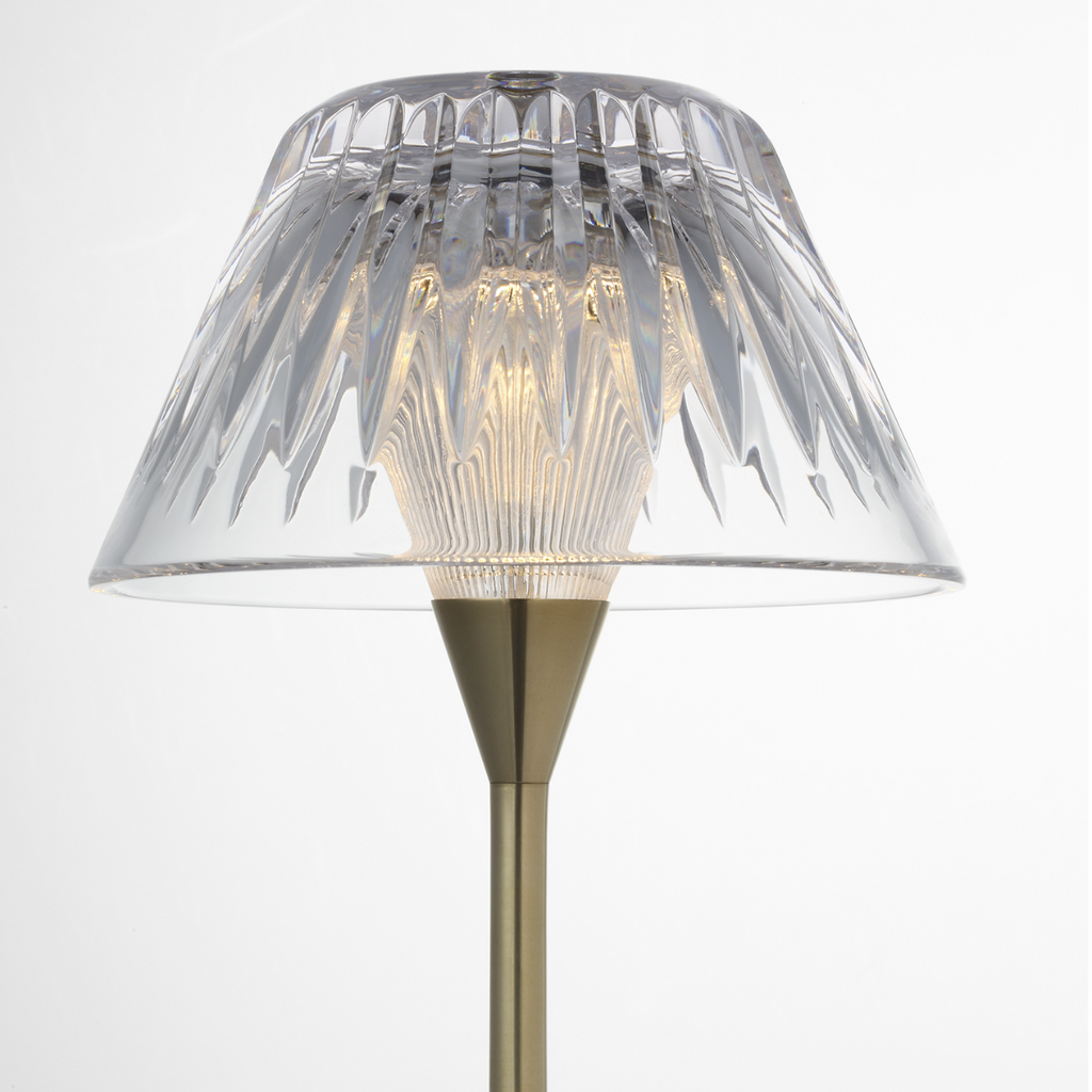 Blaze 16" Rechargeable Table Lamp | Natural Brass | Clear Crystal