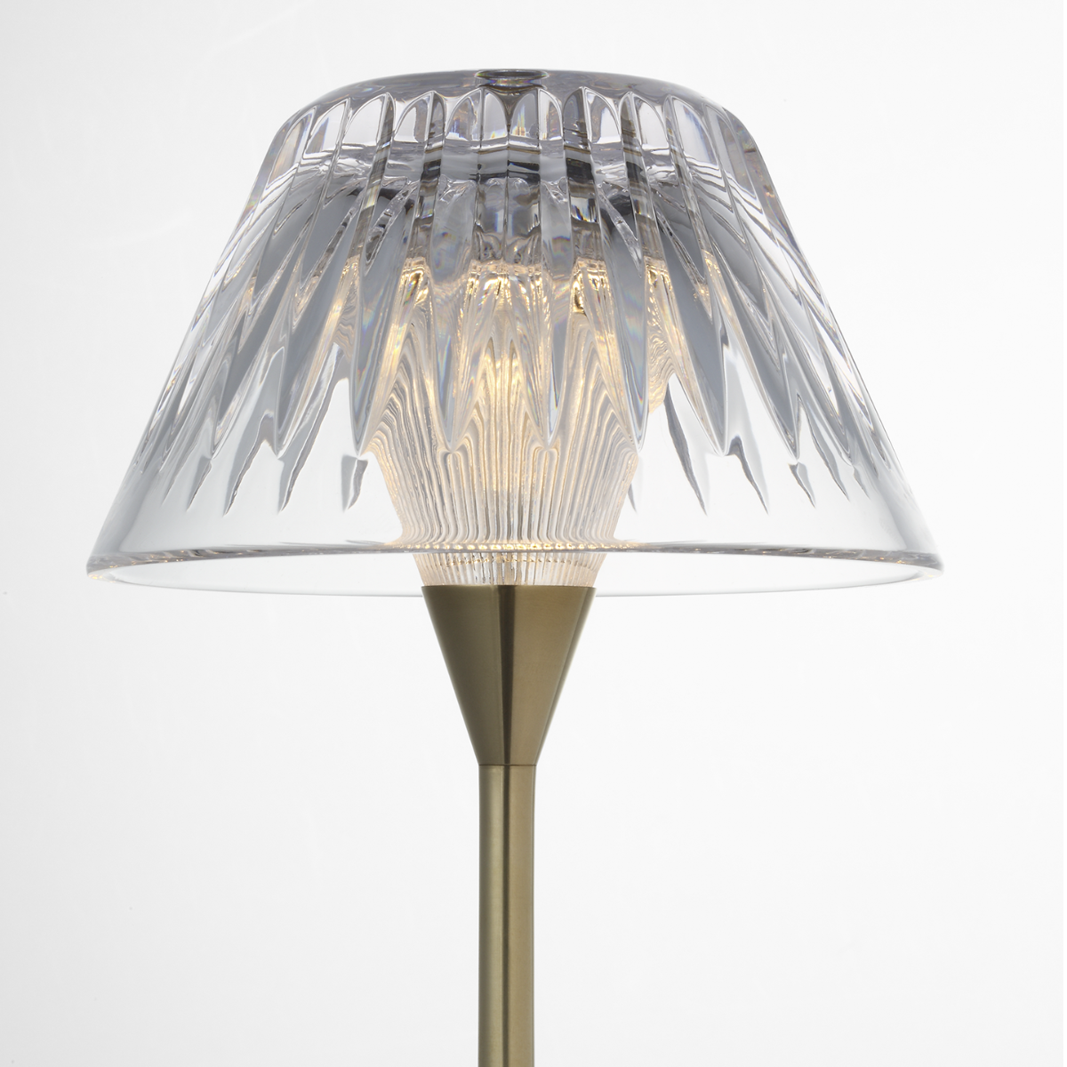 Blaze 16" Rechargeable Table Lamp | Natural Brass | Clear Crystal
