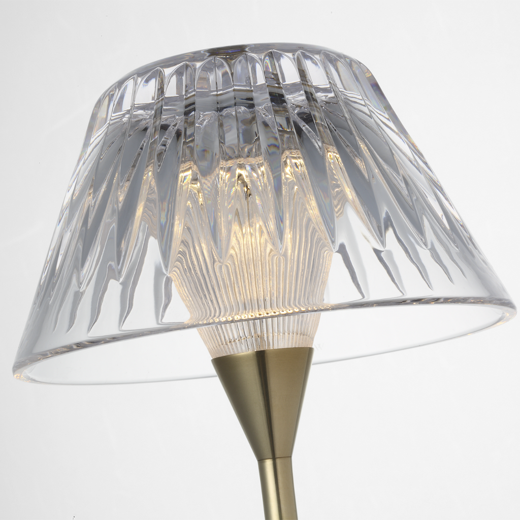 Blaze 16" Rechargeable Table Lamp | Natural Brass | Clear Crystal