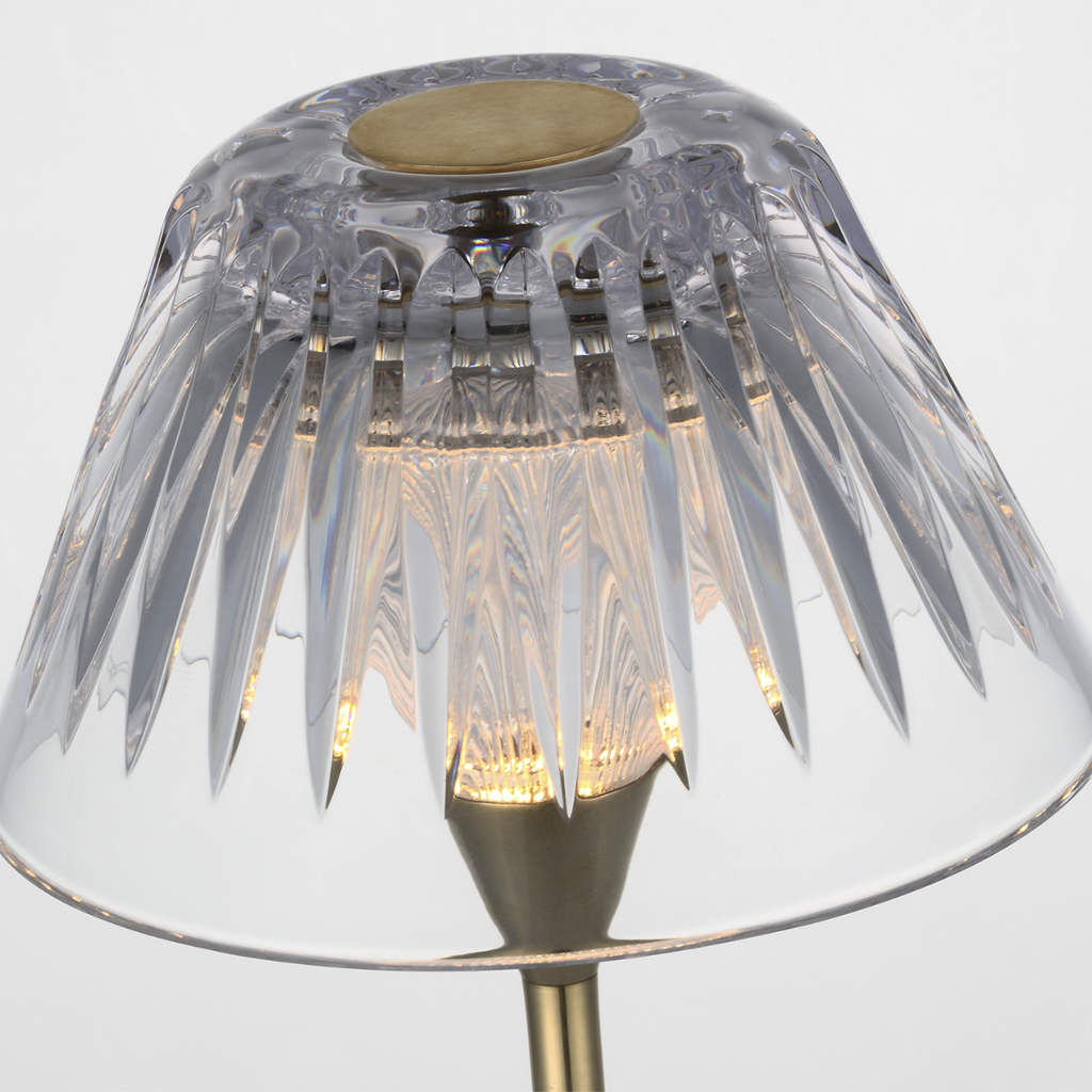Blaze 16" Rechargeable Table Lamp | Natural Brass | Clear Crystal