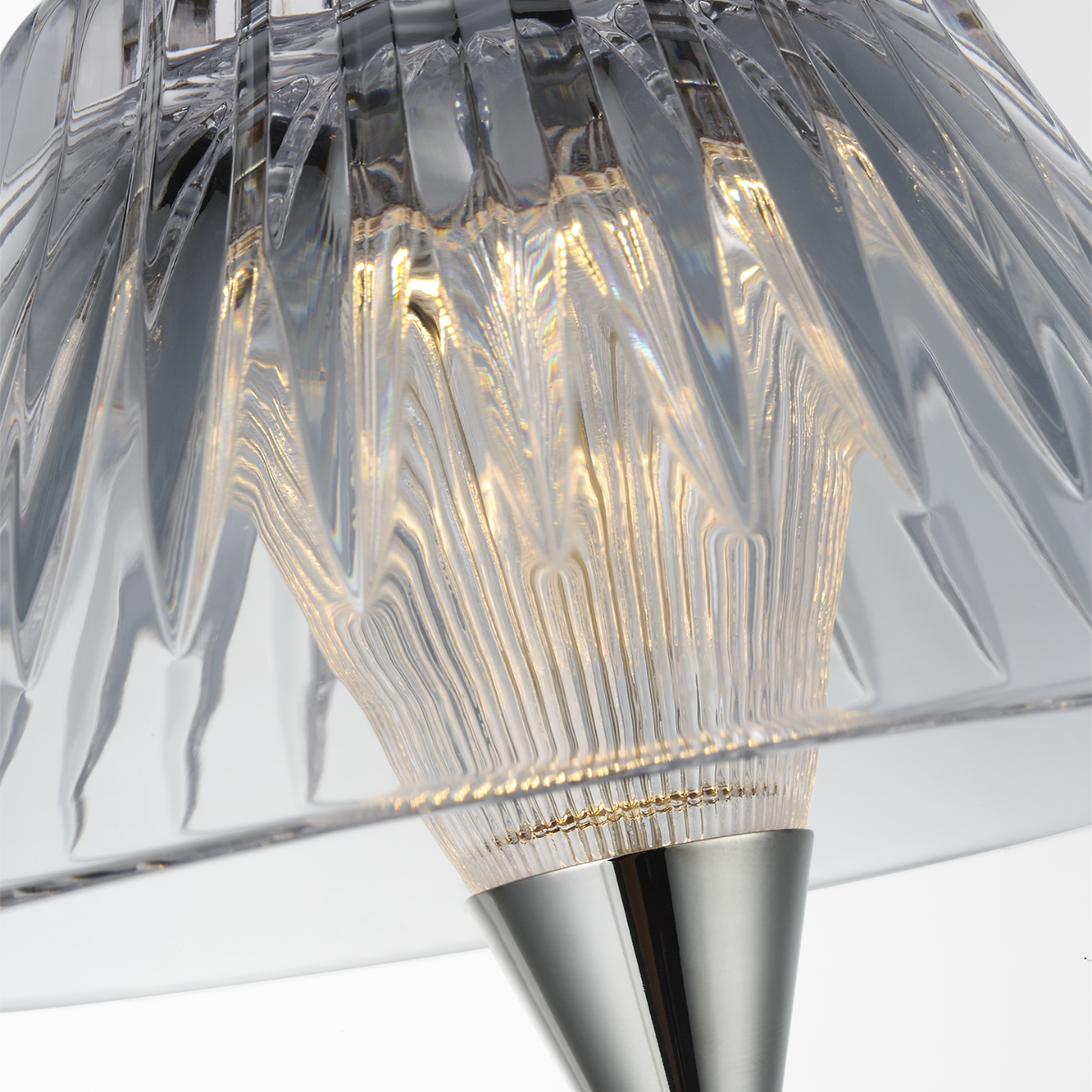 Blaze 16" Rechargeable Table Lamp | Polished Nickel | Clear Crystal