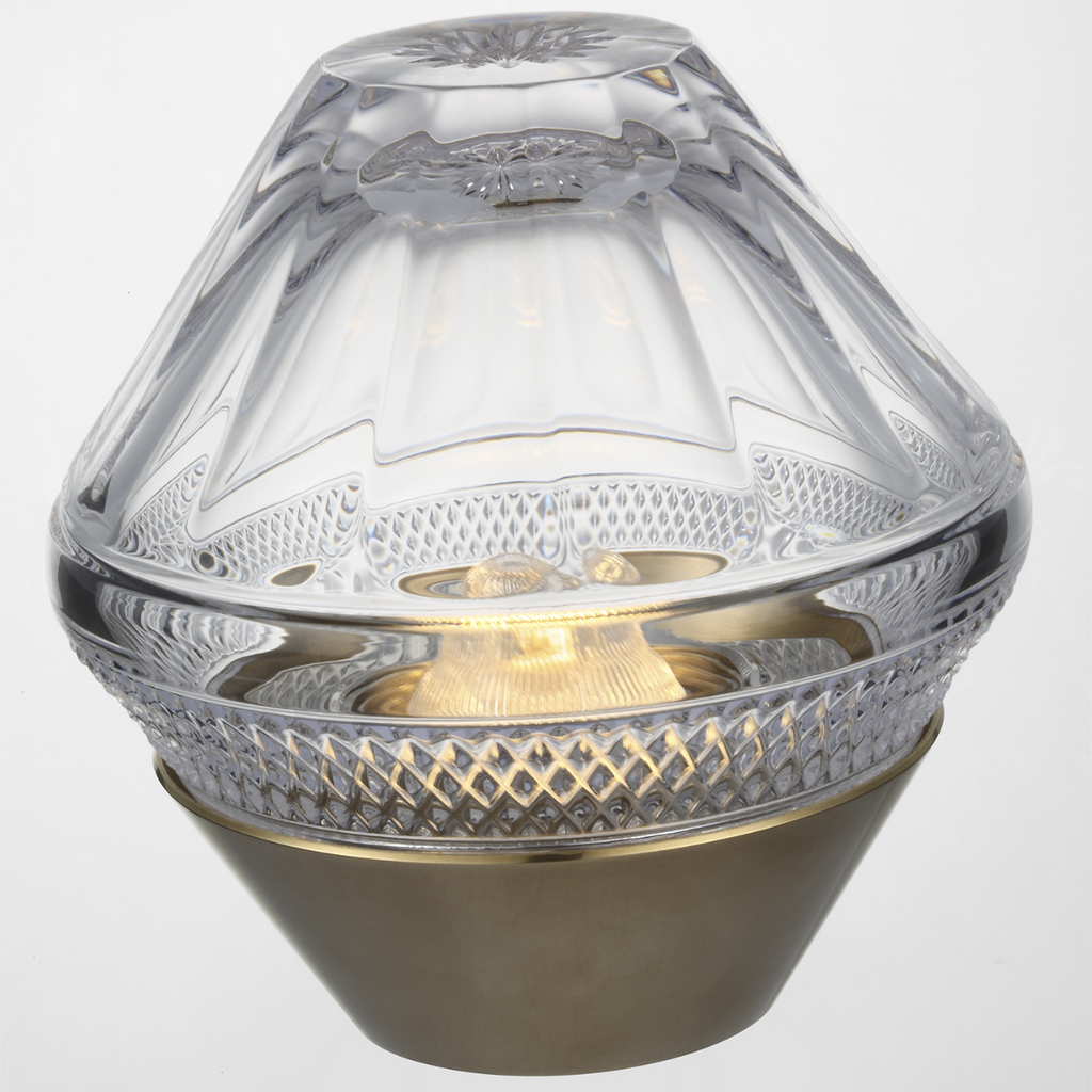 Copper Coast 5" Rechargeable Accent Lamp | Natural Brass | Clear Crystal